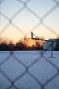 The basketball court and wire fence Royalty Free Stock Photo