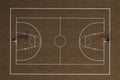 Basketball court with wooden floor, 3d rendering