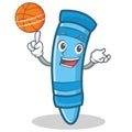 With basketball crayon character cartoon style Royalty Free Stock Photo