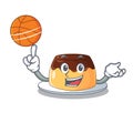 With basketball delicious chocolate pudding with on cartoon