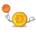 With basketball Dodgecoin character cartoon style