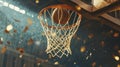A Basketball Drops Through the Hoop for a Perfect Score. This Dynamic Image Captures the Excitement and Precision of Basketball Royalty Free Stock Photo