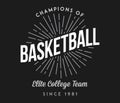 Basketball elite college team white on black
