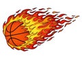 Basketball engulfed in intense flames and fiery motion Royalty Free Stock Photo