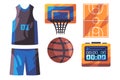 Basketball equipment icon set collection basket sport health activity play ball match physical education tournament