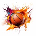 Colorful Basketball With A Splash Of Paint - Eye-catching Photorealistic Composition