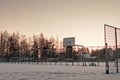 Basketball Field Covered with Snow