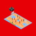 Basketball Field 3d Isometric View. Vector