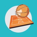 Basketball and field flat design