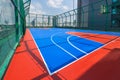 Basketball field on high-rise buildings in the city Royalty Free Stock Photo