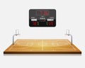 Basketball field with a scoreboard