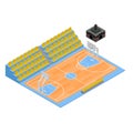 Basketball Field and Tribune 3d Isometric View. Vector