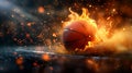 Basketball on Fire Artwork Royalty Free Stock Photo