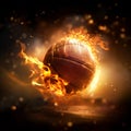 Basketball on Fire Artwork Royalty Free Stock Photo