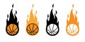 Basketball fire ball vector icon logo sport cartoon character symbol illustration doodle design Royalty Free Stock Photo