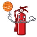 With basketball fire extinguisher character cartoon