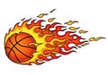 Basketball on fire with flames trailing behind it Royalty Free Stock Photo