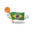 With basketball flag brazil in the cartoon shape