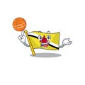 With basketball flag brunei darussalam on a cartoon