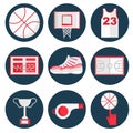 Basketball flat icons set