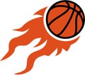 Basketball flying on fire Royalty Free Stock Photo