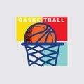 Basketball Flying Into The Ring Logo Sport American Game Vector