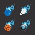 basketball flying thunder lightning flash ball icon Design Vector, Creative Symbol