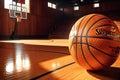 Basketball in the Foreground: Dramatic Closeup of the Dimpled Orange Surface, Highlighted Contrast