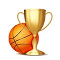 Basketball Award Vector. Basketball Ball, Golden Cup. For Sport Promotion. Tournament, Championship Flyer Design Royalty Free Stock Photo