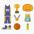 Basketball game competition elements vector sport illustration. Royalty Free Stock Photo
