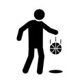 Basketball game, player bouncing ball recreation sport silhouette style icon Royalty Free Stock Photo