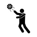 Basketball game, player throws ball recreation sport silhouette style icon