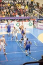 Basketball game scene