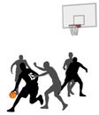 Basketball game silhouettes