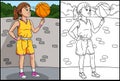 Basketball Girl Spinning the Ball Illustration