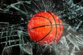 Basketball through glass. Royalty Free Stock Photo