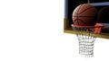 Basketball going into hoop on white isolated background. Sport a