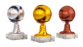 Basketball Gold Silver and Bronze trophies with Marble Base Royalty Free Stock Photo