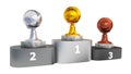 Basketball Gold Silver and Bronze trophies with Marble Base on P Royalty Free Stock Photo