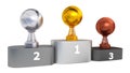 Basketball Gold Silver and Bronze trophies on Podium Royalty Free Stock Photo