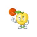 With basketball golden apple with cartoon character style