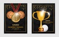 Basketball and golf sports trophy and medals