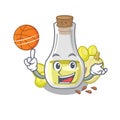 With basketball grape seed oil in a cartoon