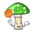 With basketball green amanita mushroom character cartoon