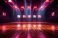 neon corridor indoor interior perspective wall game arena background basketball empty hall. Generative AI.