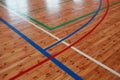 Basketball hall indoor court wood floor Royalty Free Stock Photo