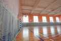 Basketball hall indoor court wood floor Royalty Free Stock Photo