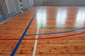 Basketball hall indoor court wood floor Royalty Free Stock Photo