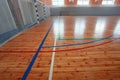 Basketball hall indoor court wood floor Royalty Free Stock Photo