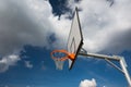 Basketball hoop against lovely blue summer sky